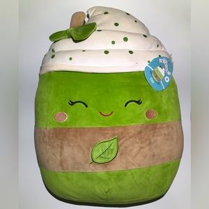 Squishmallows "Zap" Iced Matcha Tea/Latte 16" New With Tags LARGE EXTRA CUTE!